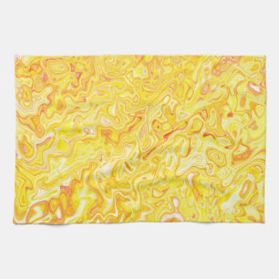 Honey Lemon Yellow Marble Texture Abstract Liquid Tea Towel