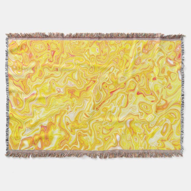 Honey Lemon Yellow Marble Texture Abstract Liquid Throw Blanket (Front)
