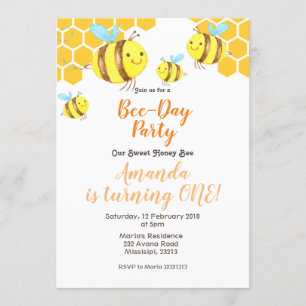 Honey Little Bee 2nd Birthday Invitation