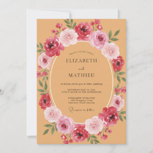 Honey Magenta Peony Wedding Invitation