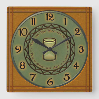 Honey Maple and Pine Pottery Craftsman-Style Square Wall Clock