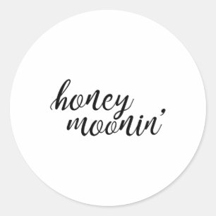 Honey Moonin Bride And Groom Honeymoon Premium _1  Classic Round Sticker