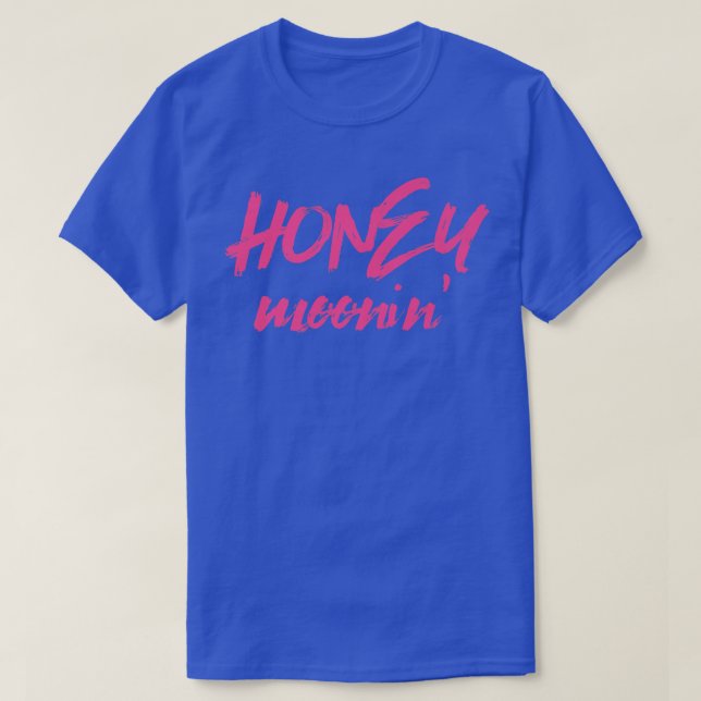 Honey MooninMarried Couple Cool Pink Honeymoon Vac T-Shirt (Design Front)
