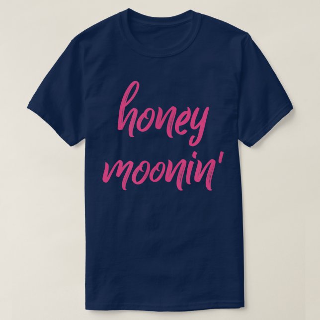 Honey MooninPink Brush Honeymoon Matching Couples  T-Shirt (Design Front)
