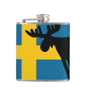 Honey / Moose with Swedish flag Hip Flask