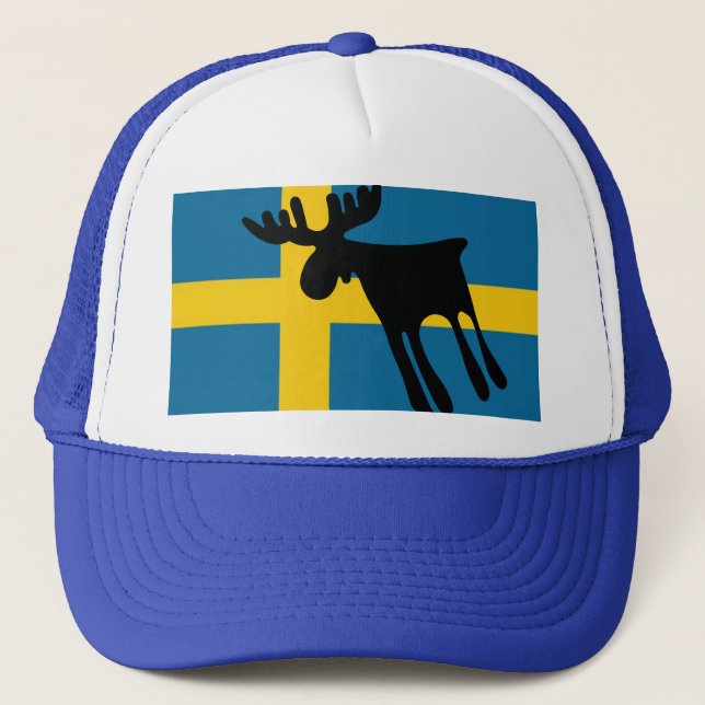 Honey / Moose with Swedish flag Trucker Hat (Front)