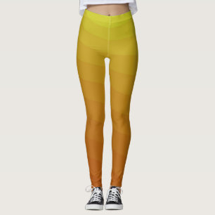 Honey Mustard Yellow Gradient Striped Ombre Leggings