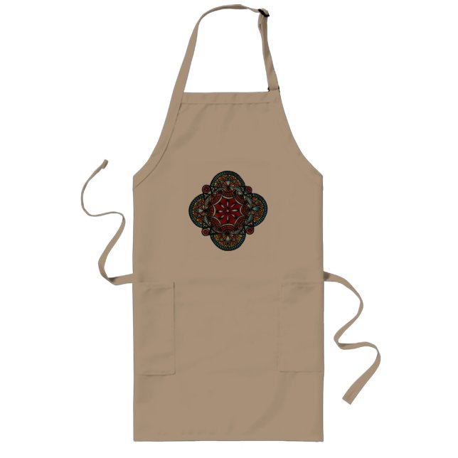 Honey nest - nature manadala spider & bee long apron (Front)
