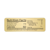 Honey Nutrition Facts Gold Return Address Label 
