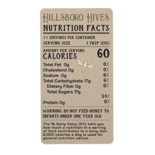 Honey Nutrition Facts Infant Warning Apiary Name  