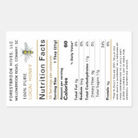 Honey Nutrition Facts Label 2020 Vintage Bee Gold