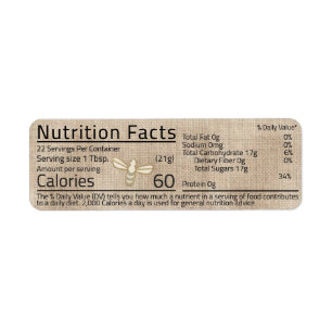 Honey Nutrition Facts Label Bee Muslin Brown Return Address Label