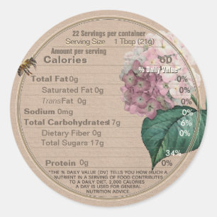 Honey Nutrition Facts Label Flower Bee Kraft  