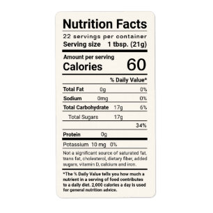 Honey Nutrition Facts Shipping Label Ivory
