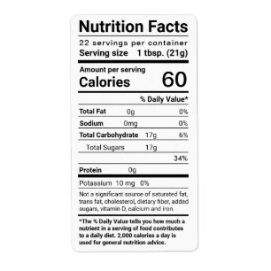 Honey Nutrition Facts Shipping Label White
