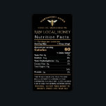 Honey Nutrition Facts with Infant Warning & Bee    Label<br><div class="desc">Vintage Queen Bee with Heading "Raw Local Honey" Nutrition Facts. Meets latest guidelines for nutrition facts as mandated by the National Honey Board. National Honey Board Infant Warning added. Copper text on black Background.</div>