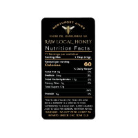 Honey Nutrition Facts with Infant Warning & Bee   