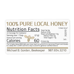 Honey Nutrition Little Bee Return Address Labels 
