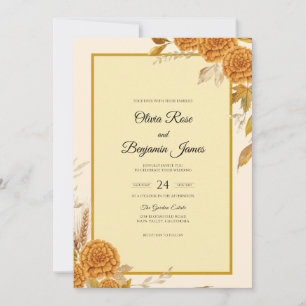 Honey Ochre Rose Wedding Invitation