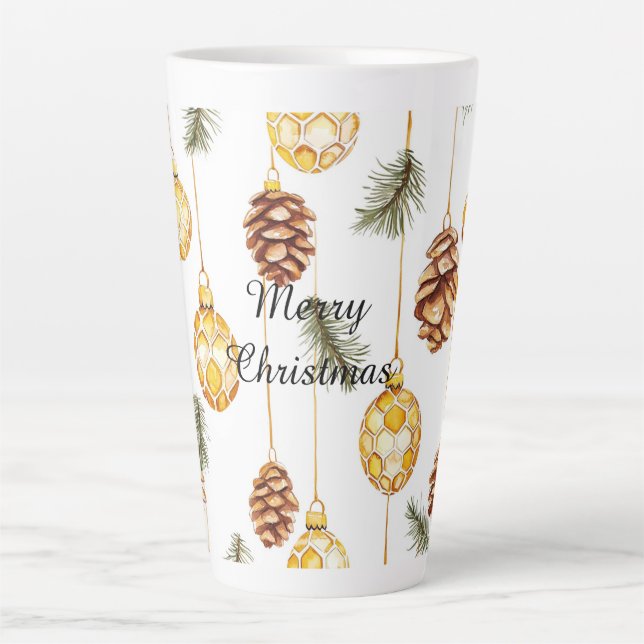 Honey Pine Cones Christmas Latte Mug (Front)