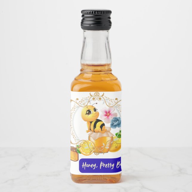 Honey, Pretty Bee Liquor Bottle Label (Front)