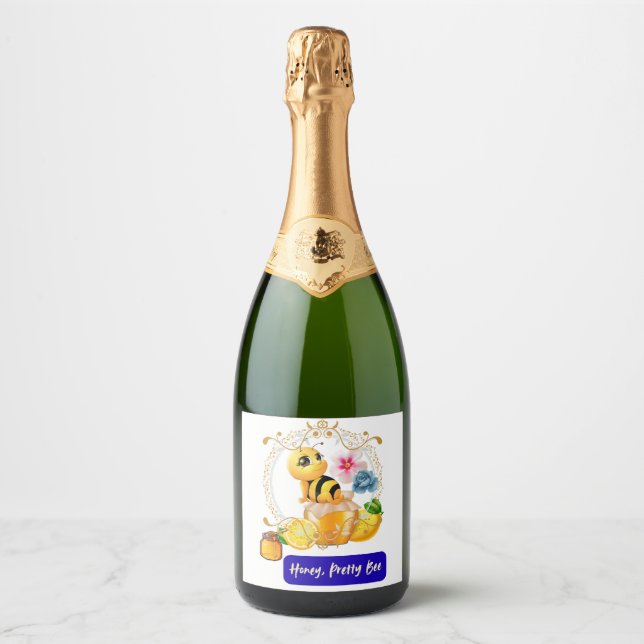 Honey, Pretty Bee Sparkling Wine Label (Front)