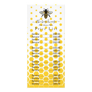 Honey Price List Custom Price list Rack Card