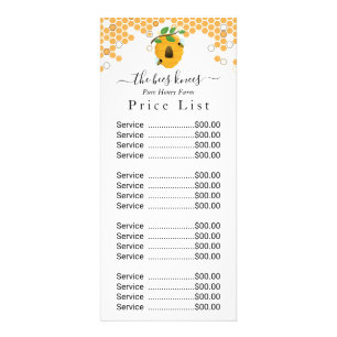 Honey Price List   Custom Price list Rack Card