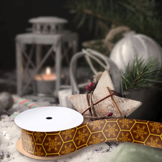 Honey print in warm tones satin ribbon (Creator Uploaded)