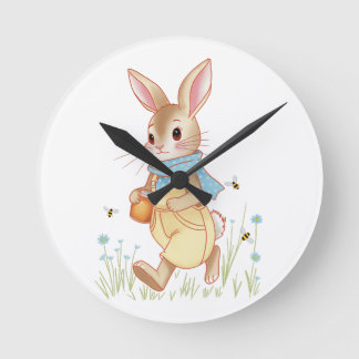 Honey Rabbit Round Clock