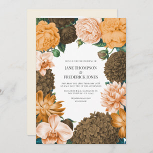 Honey Rose, Apricot Fleur & Toffee Bloom Wedding Invitation