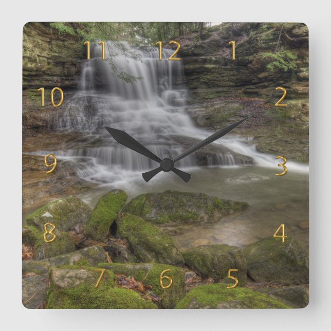 Honey Run Falls, Ohio Square Wall Clock (Front)