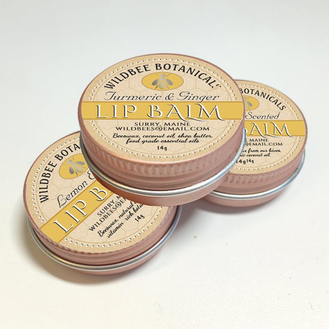 Honey Scented Kraft Beeswax Lip Balm Dotted Border Classic Round Sticker (Creator Uploaded)