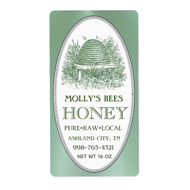 Honey Skep with Border Address or Shipping Green   (Front)