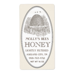 Honey Skep with Border Address or Shipping Ivory