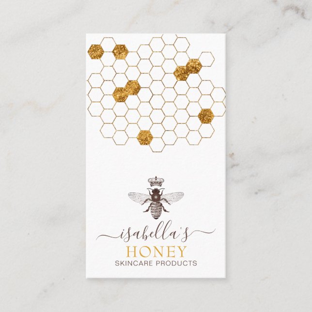 Honey Skincare Gold Foil On White  Business Card (Front)