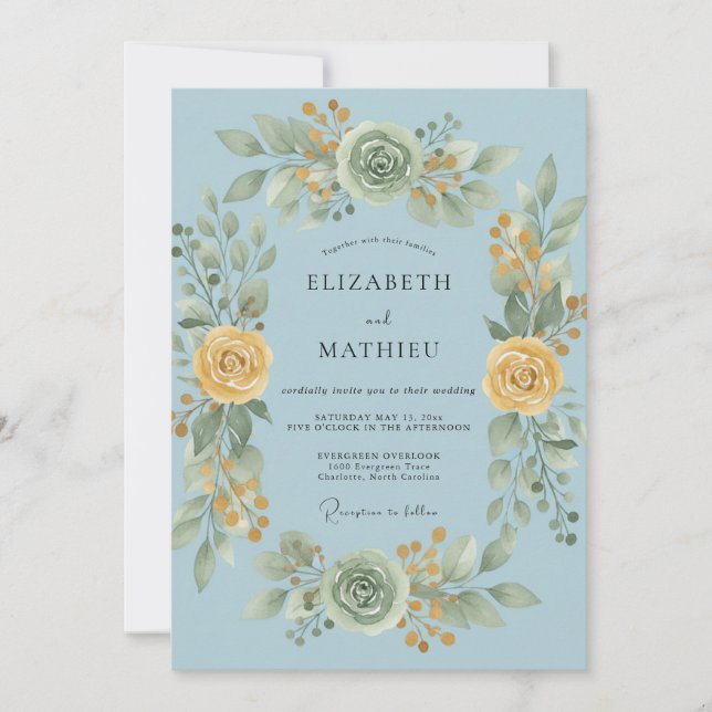 Honey Sky Peony Wedding Invitation (Front)