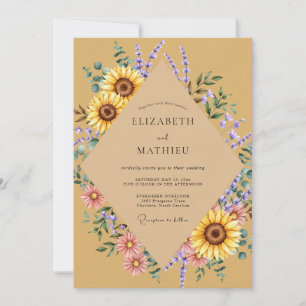 Honey Sunflower Wildflower Wedding Invitation