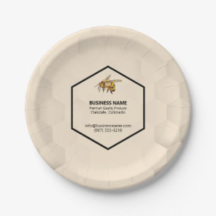 Honey Tasting Bee Logo Honeycomb Paper Plate
