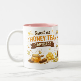 Honey Tea Capybara | Cute Cosy Capybara Drinking T Two-Tone Coffee Mug