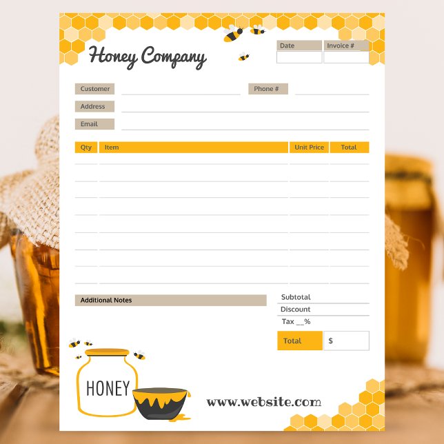 Honey Theme Order Form and Invoice Notepad (Creator Uploaded)