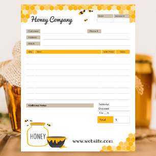 Honey Theme Order Form/Invoice Notepad