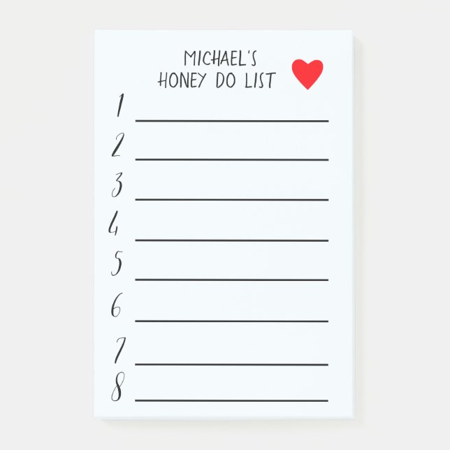 Honey To Do List personalised Post-it Notes (Front)