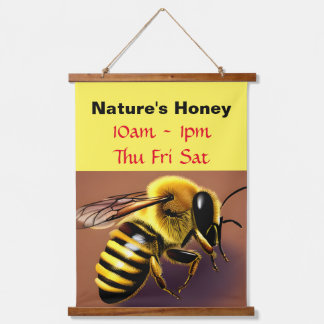 Honey Vendor Signage Wood Topped Wall Tapestry