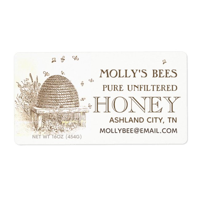 Honey Vintage Beehive Apiary Custom Labels (Front)