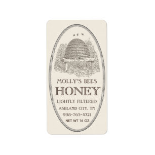 Honey Vintage Oval Skep With Border Address Label
