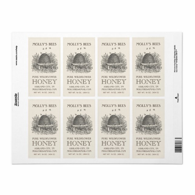 Honey Vintage Skep Shipping Label (Full Sheet)