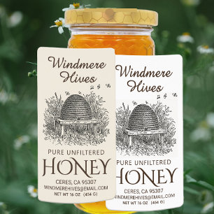 Honey Vintage Skep with bees Shipping Label