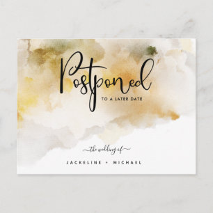 Honey Watercolor Postponement Wedding Announcement Postcard