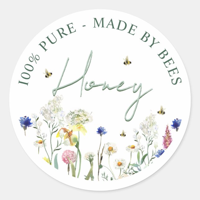 Honey Wildflower Meadow Bee Green Label Flower (Front)